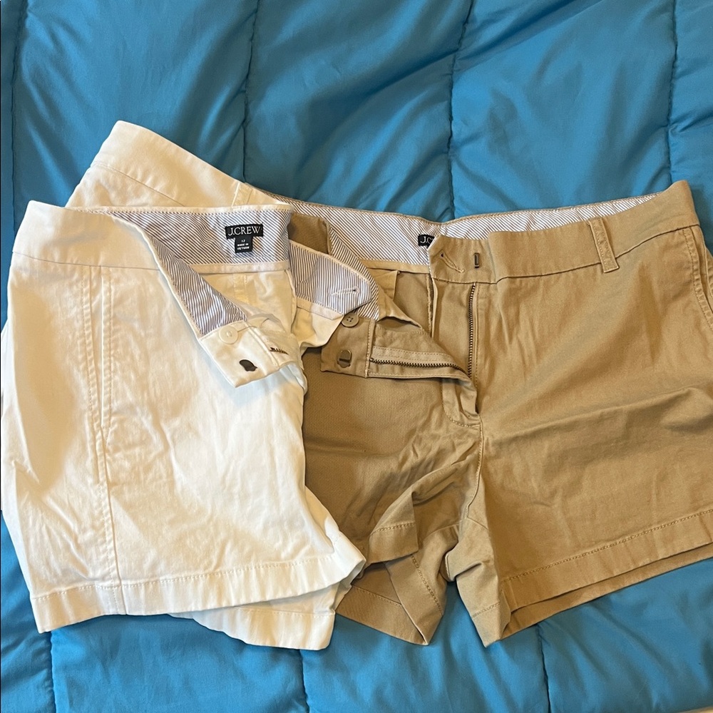 J. Crew Women's White and Tan Chino Shorts Duo